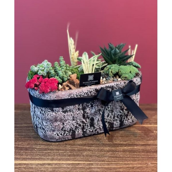 Terrarium kuru çiçek aranjman